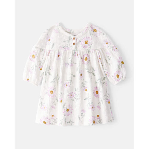 Baby Girl Floral Gauze Dress - White - Carter's | Carter's