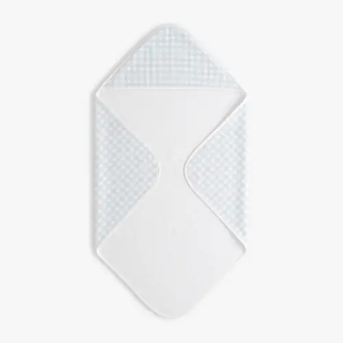 Gingham Baby Hooded Towel - Blue