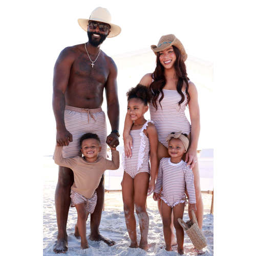 Long Sleeve Rash Guard With Ruffle Bottom | Sandy Stripes