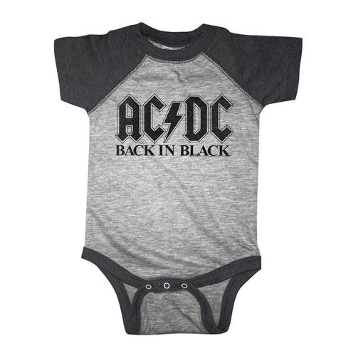AC/DC Back In Black Heather/Vintage  Smoke Infant S/S Baseball Bodysuit