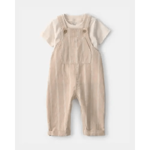 Baby 2-Piece Stripe Overall Set - Khaki | Carter's