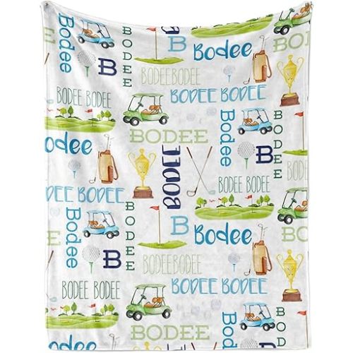 Custom Name Golf Blanket - Personalized Names Soft Plush Flannel Throw Blankets for Baby Kids Teen Boys Girls Holidays Birthdays Gifts Color20