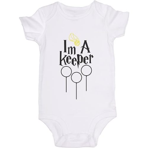 Im A Keeper/Quidditch/Harry Potter/Cute Baby Onesie Spell Bodysuit Romper - 6 Months - White