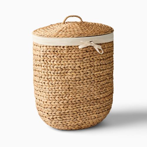 Curved Seagrass Lidded Hamper