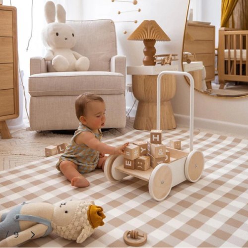 Gingham Play Mat - Latte – Munchkin & Bear