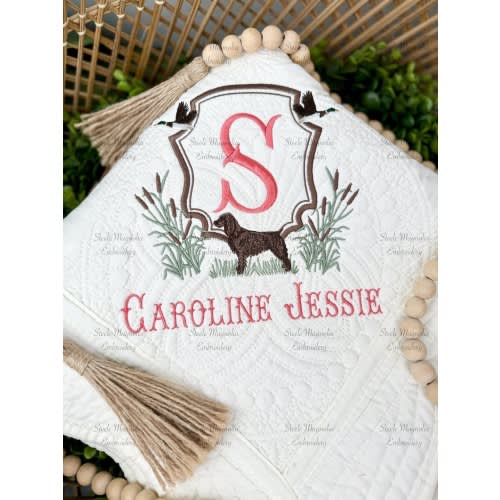 Boykin Spaniel Mallard Duck Dog Baby Heirloom Quilt Hunting Dog Nursery Custom Name Embroidered Blanket Personalized Girl Baby Shower Gift
