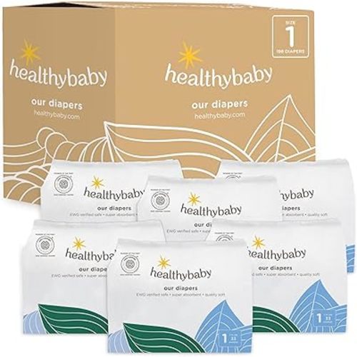 Our Diapers | The First EWG Verified & Microbiome-Friendly Diaper | 12-Hour Leak Protection | Made with Organic Cotton & Plant-Derived Materials | Totally Chlorine Free | Size 1 (7-14 lbs) 198 Count