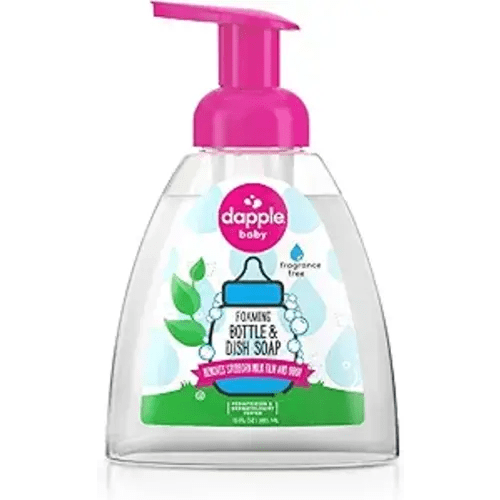 Dapple Baby Fragrance-Free Foaming Baby Bottle & Dish Soap - 13 fl oz - Cleans Bottles, Sippy Cups, Pacifiers, Breast Pumps, & More - Gently Removes Milk Film & Odors - Fragrance Free