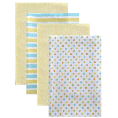 Luvable Friends 4 Pack Baby Burp Cloths - Yellow