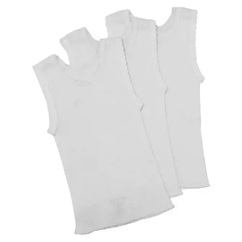 4Baby 3 Pack Singlet Cotton White | Baby Bunting AU
