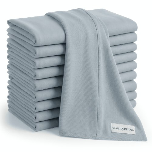 Comfy Cubs 100% Cotton Absorbent Burp Cloths - Large, 10 Pack (Pacific Blue)