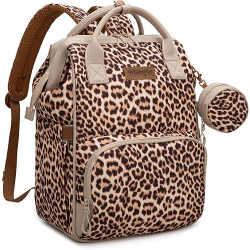 lilvivo Wrangler Leopard Print Backpack Multifunction Baby Travel Bag with Changing Pad, Stroller Straps and Pacifier Case WG2204-91103LP-BR - Wrangler Leopard Print Backpack Multifunction Baby Travel Bag with Changing Pad, Stroller Straps and Pacifier Ca