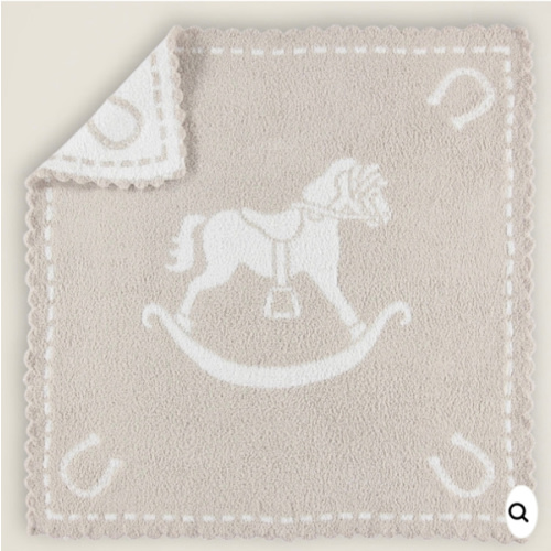 Barefoot Dreams CozyChic Stone and White Rocking Horse Scalloped Recei – casabelladecor.net