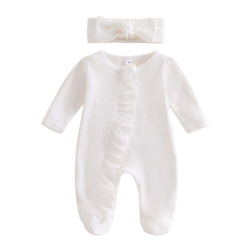 Newborn Baby Cotton Mesh Bodysuit for Newborn Baby Girls Footies Romper Spring And Female Newborn Fart Coat Long Sleeve Pack Foot Climb