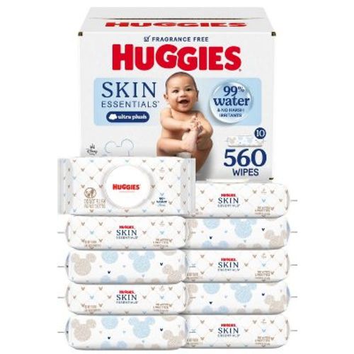 Huggies Skin Essentials Baby Wipes - 560ct -10pk: Hypoallergenic, Paraben-Free, Alcohol-Free