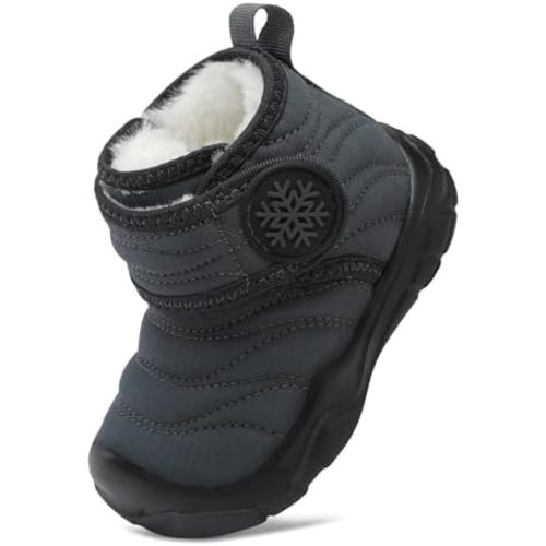 FEETCITY Baby Winter Warm Shoes Cozy Fleece Snow Boots Boys Girls Infant First Walking Shoes Water Resistance Booties