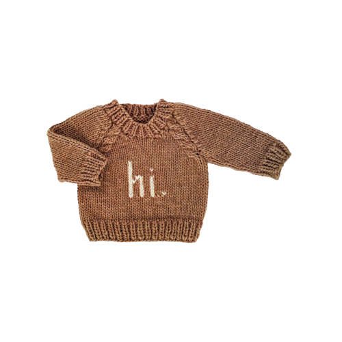 Hi. Crew Neck Knit Sweater, Pecan/Natural