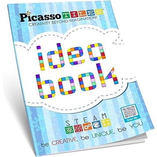 PicassoTiles Magnetic Tile Building Idea Book 230 Pages Illustrated Design Guide with 300 Creative Builds for Kids STEM Learning Creativity and Brain Development Educational Toy Ages 3 Plus PTIDEABOOK