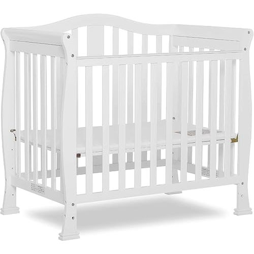 Dream On Me Addison 4-in-1 Convertible Mini Baby Crib in White, GreenGuard Gold & JPMA, Non-Toxic, Pinewood, Converts to Mini Daybed & Twin Bed, 1″ Mattress Pad, for Best for Small Nursery