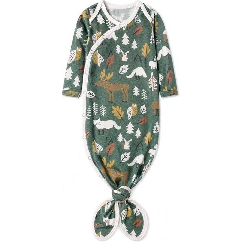 Copper Pearl Baby Gown - Knotted Newborn Sleepers for Baby Boy and Girl, Soft Stretchy Long Sleeve Infant Gowns with Bottom Tie and Hand Mittens, Perfect Hospital Coming Home Outfit (Atwood)