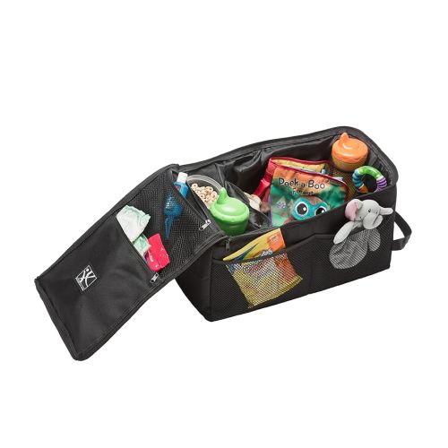 J.L. Childress Backseat Butler Car Seat Organizer for Kids - Essential Car Ride Accessories for Travel & Road Trips, Storage Organization for Front, Back, & Passenger Seats, 10 Pockets - Black