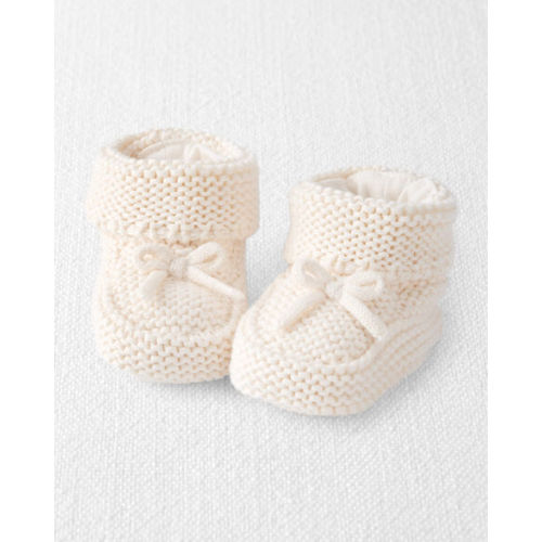 Baby Organic Cotton Crochet Booties in Cream - Little Planet | Carter's