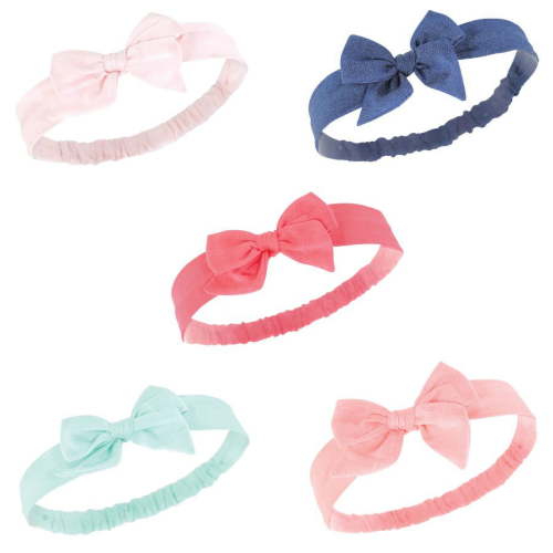 Hudson Baby Infant Girl Cotton and Synthetic Headbands, Multicolor Bow, 0-24 Months