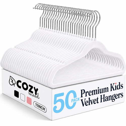 cozymood, Kids Velvet Hangers, 11", Baby Felt Hangers, White
