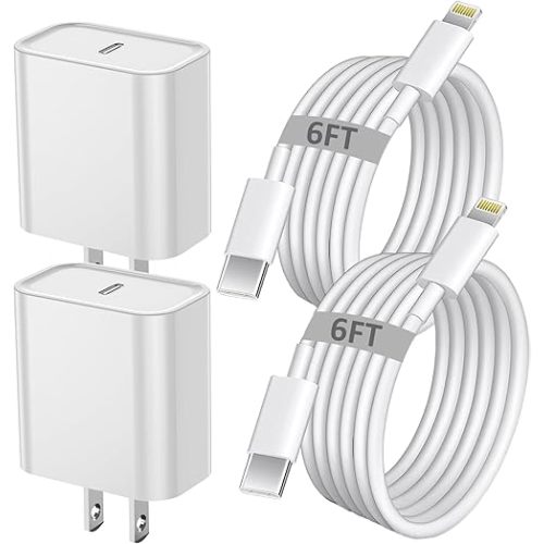 iPhone Fast Charger, iPhone Charger Fast Charging 2Pack PD 6FT Type C Quick USB C to Lightning Cable Cord Fast Charger iPhoneUSB C Wall Block Plug for iPhone14 13 12 11 Pro Max XR XS X, iPad, AirPods