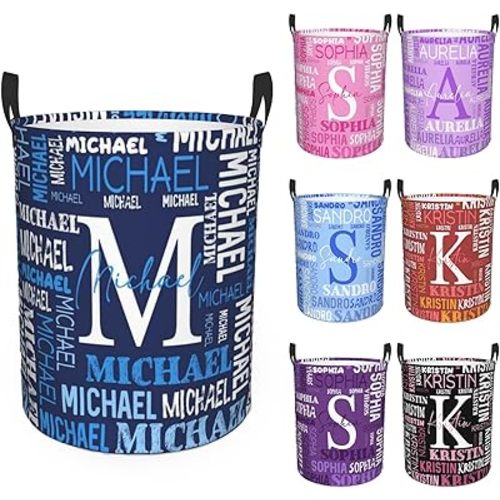 Custom Name Laundry Hamper, Personalized Laundry Basket with Name for Baby Boys Girls, Customized Collapsible Dirty Clothes Hamper Storage with Handles for Bedroom Bathroom Dorm Room Decor