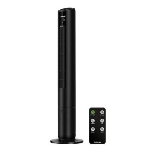 Holmes 42" Digital Oscillating 5 Speed Tower Fan with Clear Read Display and Remote Control Black