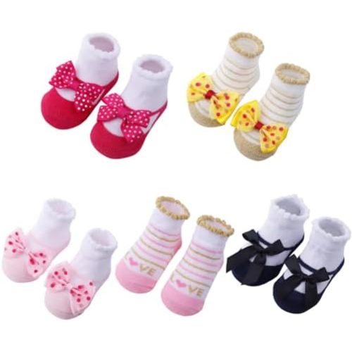 5 Packs Newborn Baby Girls Socks Toddler Princess Ankle Socks for Girl