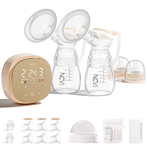 NCVI Electric Breast Pump 8132, Hands Free Breast Pump with 4 Modes & 9 Levels, Portable Hospital-Grade Double Pump 4400mAh, Smart Display, Quiet Breastfeeding Pump Fits 17-24mm Flanges