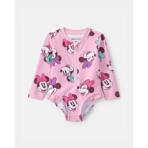 Baby Girl Disney© Minnie Mouse 1-Piece Swimsuit Rashguard - Pink | Carter's