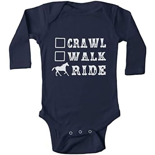 Crawl Walk Ride Horse Cute Baby Cartoon Bodysuit Short Sleeve Rompers Jumpsuit Unisex