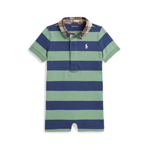 Baby Boys' Madras-Collar Striped Shortall