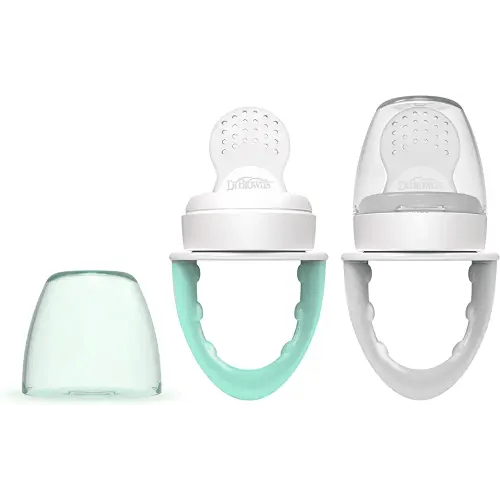 Dr. Brown's Designed to Nourish, Fresh Firsts Silicone Feeder, Mint & Gray, 2 Count