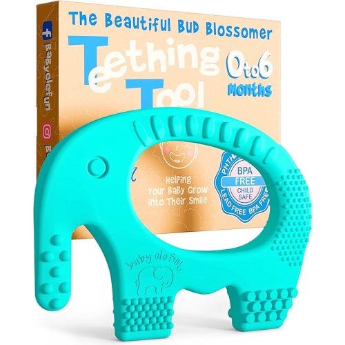 Teething Toy for Babies Age 0 to 6 Months - Baby Elefun 5x Pain Relief Smart Teether - Zero Developmental Delay Silicone Baby Teething Toy Ring - Cute Infant Shower Gift Chew Toys for Babies