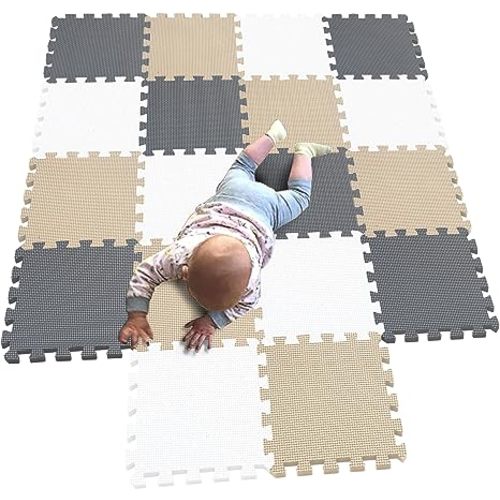 MQIAOHAM® 18 Pieces Puzzle Play Mats, Soft Baby Play Mat, Kids Interlocking Foam Floor Tiles, Carpet Playmats G301018-101110112