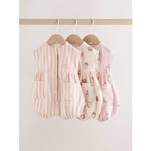 Pink Milk Club 3 Pack Baby Rompers
