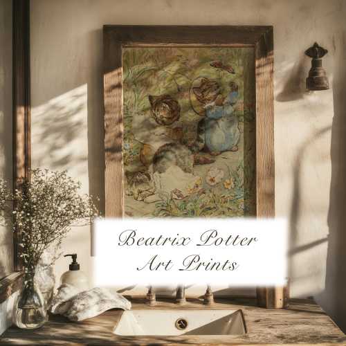Butterfly Cottagecore Art Print, Beatrix Potter Nursery Decor