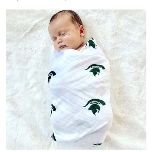 Michigan State Swaddle Blanket | MSU Spartans Muslin Baby Blanket - Three Little Anchors