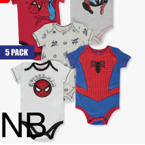 Spider-Man Baby Boys' 5-Pack Bodysuits