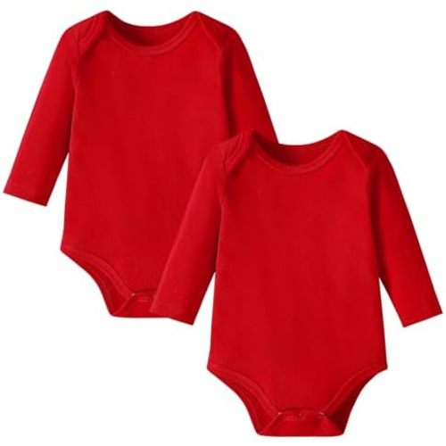 DEFAHN 2-Pack Unisex Baby Bodysuit Super Soft Viscose from Bamboo - Solid Long Sleeve Baby Boys Girls Onsies
