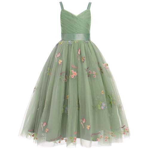 IDOPIP Flower Girl Dresses for Wedding Spaghetti Strap Tulle Princess Pageant Birthday Party Gown