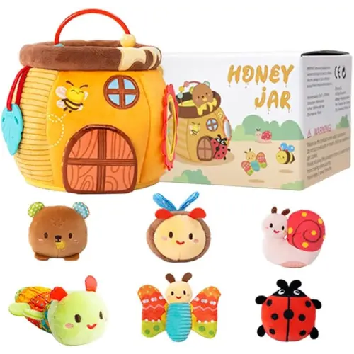 Baby Toys 6-12 Months- Surprise Soft Barn with Stuffed Animals, Rattle, Crinkle Paper, Squeaker, Mirror, Busy Montessori Soft Toys for Toddlers 0-3 Years Old, 1 Year Old Boy Girl Gifts
