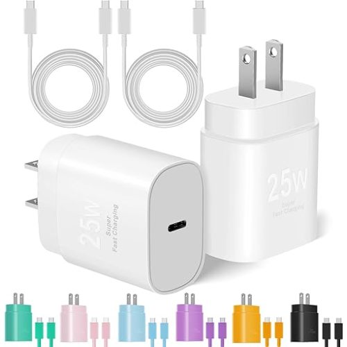 Type C Charger Fast Charging, 2Pack [10FT&6FT] Long USB C Cable with 25W Phone Super Fast Charger Block Compatible with Galaxy S25/S24/Plus/Ultra,iPhone 15/16/17/Air/Plus/Pro Max