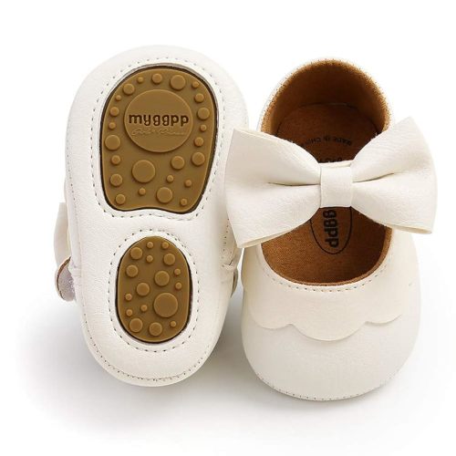 HsdsBebe Infant Baby Girls Mary Jane Flats Bow Non-Slip Soft Sole Princess Toddler First Walkers Sneaker Wedding Dress Shoes