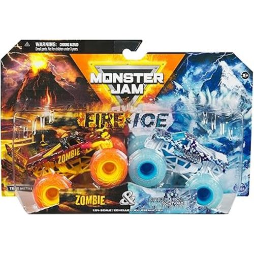 Monster Jam 2024 Fire & Ice 1:64 Diecast Monster Truck 2-pack Zombie & Northern Nightmare