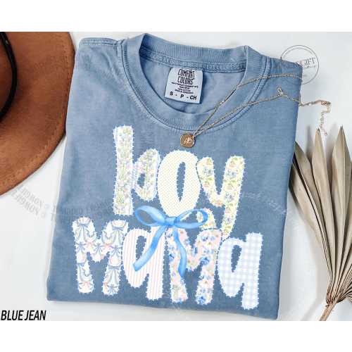 Comfort Colors® Boy Mom Shirt, Coquette Bow Mama Shirt, Pregnancy Announcement Boy, Mama of Boys Shirt, Mother's Day Gift, Cute Mom Tee